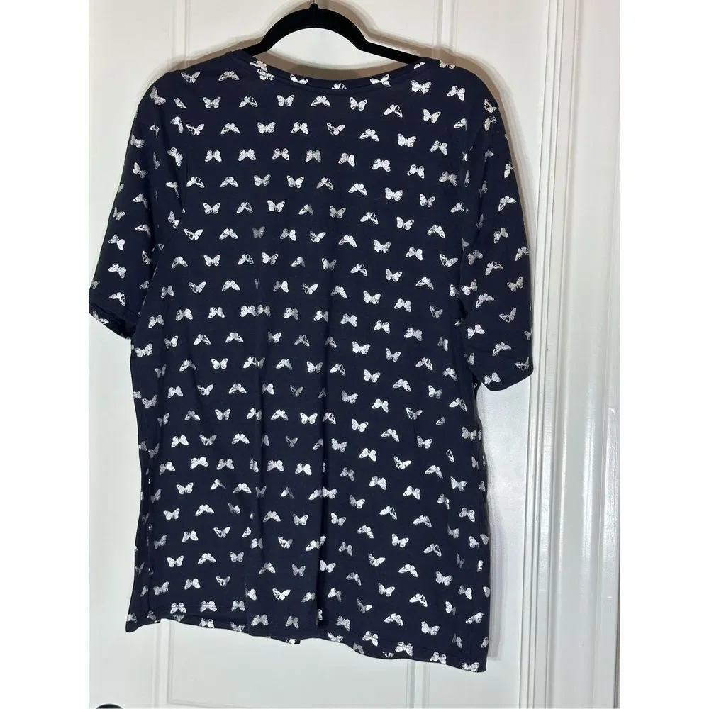 Lane Bryant sz 14-16 blue with silver butterflies knit t-shirt - Picture 6 of 6